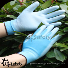 SRSAFETY blue liner PU work glove construction safety gloves